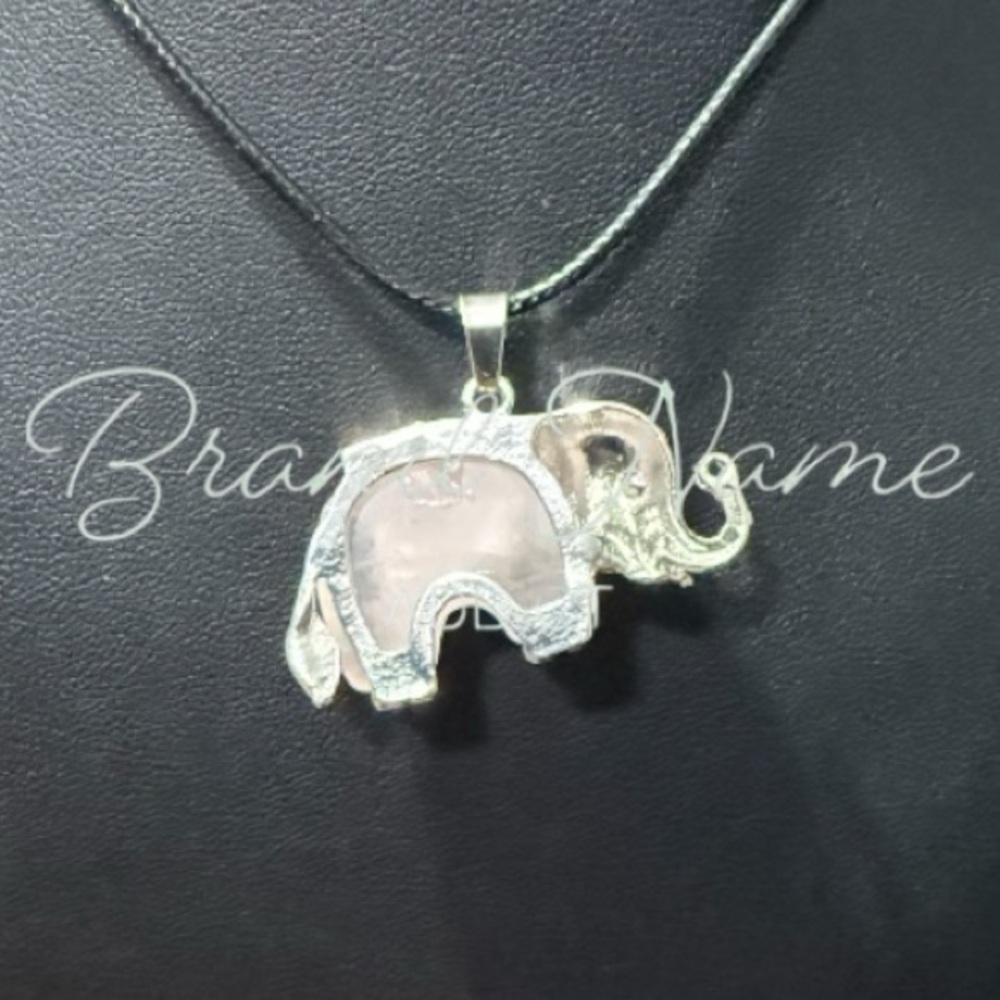 PRICE IS FIRM - Rose Quartz Silver Toned Elephant Necklace - Picture 4 of 6